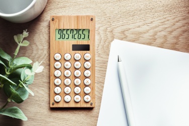 Logo trade promotional merchandise photo of: 8 digit bamboo calculator