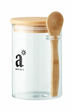Logo trade promotional items picture of: Glass jar with spoon 600 ml