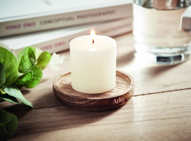 Logo trade promotional gifts image of: Candle on round wooden base