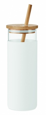 Logo trade corporate gifts image of: Glass tumbler 450ml bamboo lid