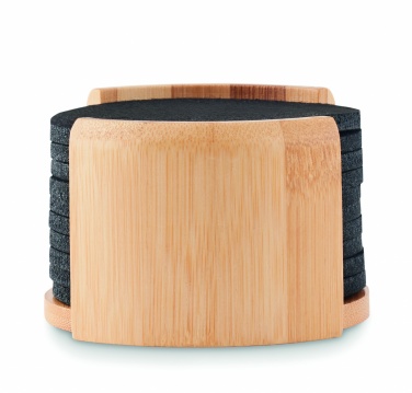 Logo trade advertising products image of: RPET coasters in bamboo holder
