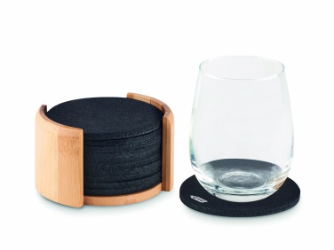 Logo trade business gifts image of: RPET coasters in bamboo holder