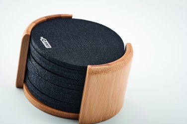 Logotrade corporate gift image of: RPET coasters in bamboo holder