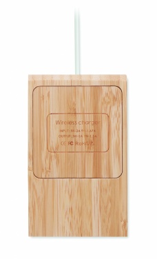 Logo trade promotional merchandise image of: Bamboo wireless charger  10W ODOS