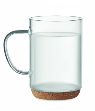 Logo trade promotional giveaways picture of: Glass mug 400ml with cork base