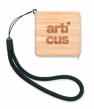 Logo trade promotional giveaway photo of: Measuring tape in bamboo 1m
