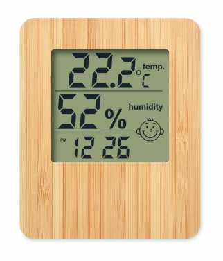 Logo trade business gifts image of: Bamboo weather station