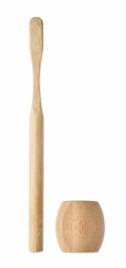 Logo trade promotional gifts image of: Bamboo tooth brush with stand