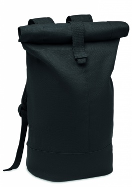 Logo trade promotional giveaways image of: Rolltop washed canvas backpack