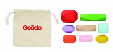 Logo trade promotional product photo of: 8 stacking wood rocks in pouch