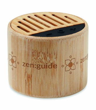 Logo trade corporate gift photo of: Round bamboo wireless speaker