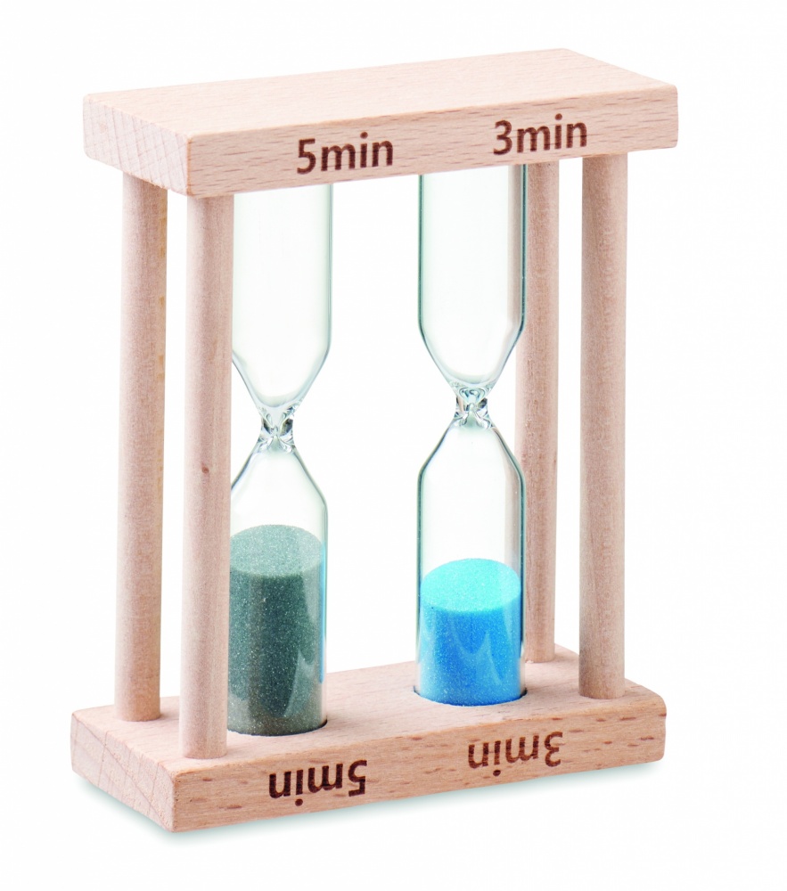 Logo trade promotional gifts image of: Set of 2 wooden sand timers
