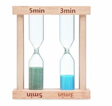 Logo trade promotional gift photo of: Set of 2 wooden sand timers
