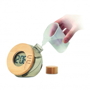 Logo trade promotional gifts picture of: Water powered bamboo LCD clock