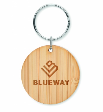 Logotrade promotional products photo of: Round bamboo key ring Pieksämäki