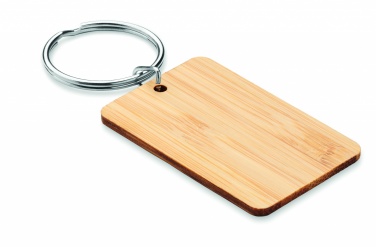 Logo trade promotional merchandise picture of: Rectangular bamboo key ring Riihimäki