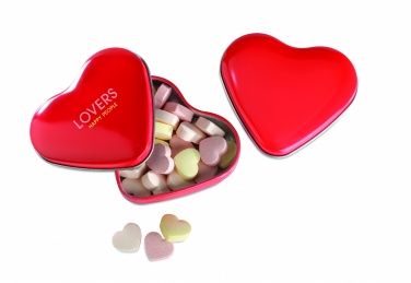 Logo trade promotional item photo of: Heart tin box with candies