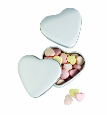 Logo trade promotional items image of: Heart tin box with candies