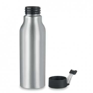 Logo trade promotional products image of: Single-walled 500 ml aluminum bottle with a PP cap and a silicone strap