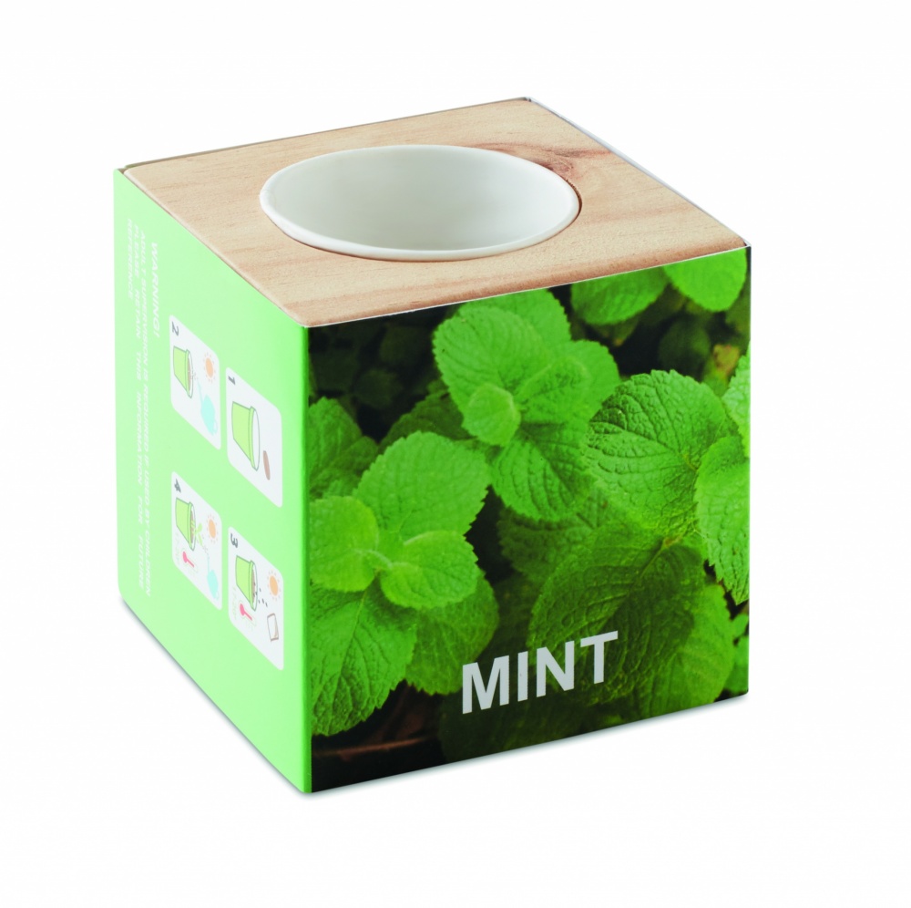 Logotrade promotional merchandise picture of: Herb pot wood "MINT"