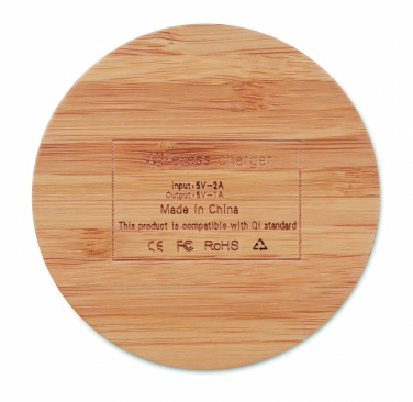 Logo trade promotional items image of: Wireless charger bamboo 5W