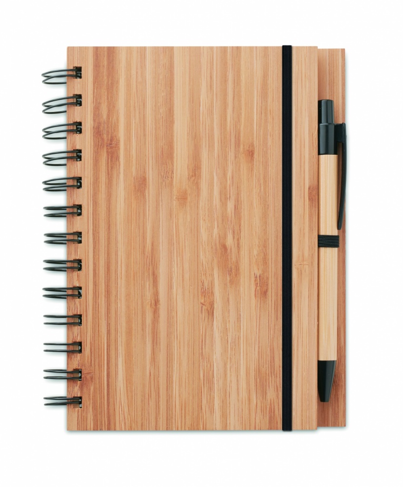 Logo trade promotional gifts picture of: Bamboo notebook with pen lined BAMBLOC
