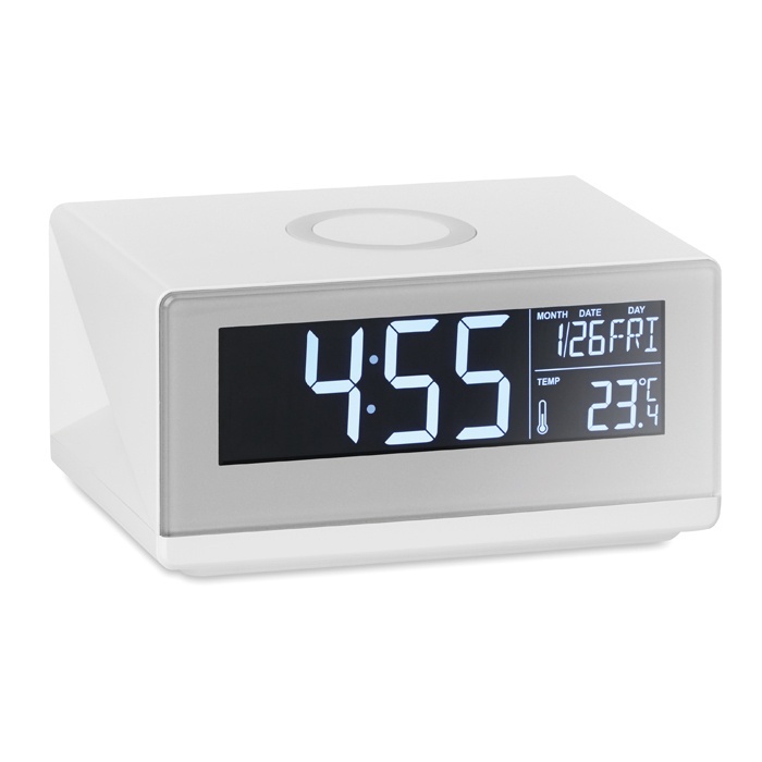 Logo trade promotional items image of: LED clock & wireless charger5W