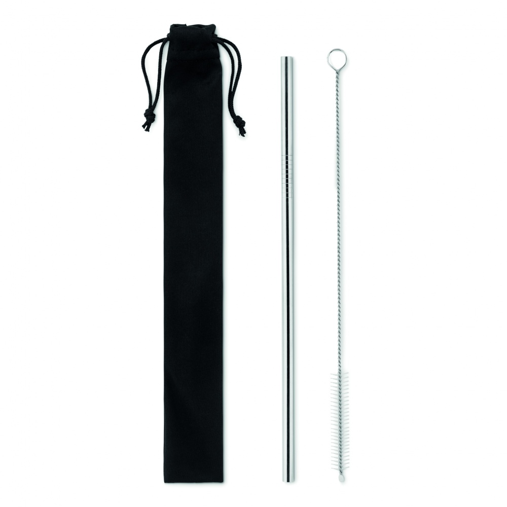 Logo trade promotional items picture of: SS straw and brush in pouch