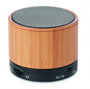 Logotrade business gift image of: Round Bamboo wireless speaker