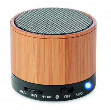 Logotrade promotional merchandise photo of: Round Bamboo wireless speaker