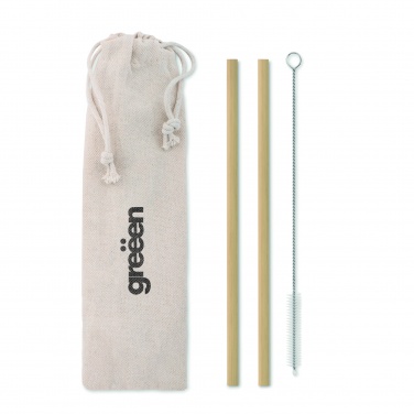 Logo trade promotional merchandise photo of: Bamboo Straw w/brush in pouch