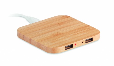 Logo trade corporate gifts image of: Bamboo wireless charge pad 5W
