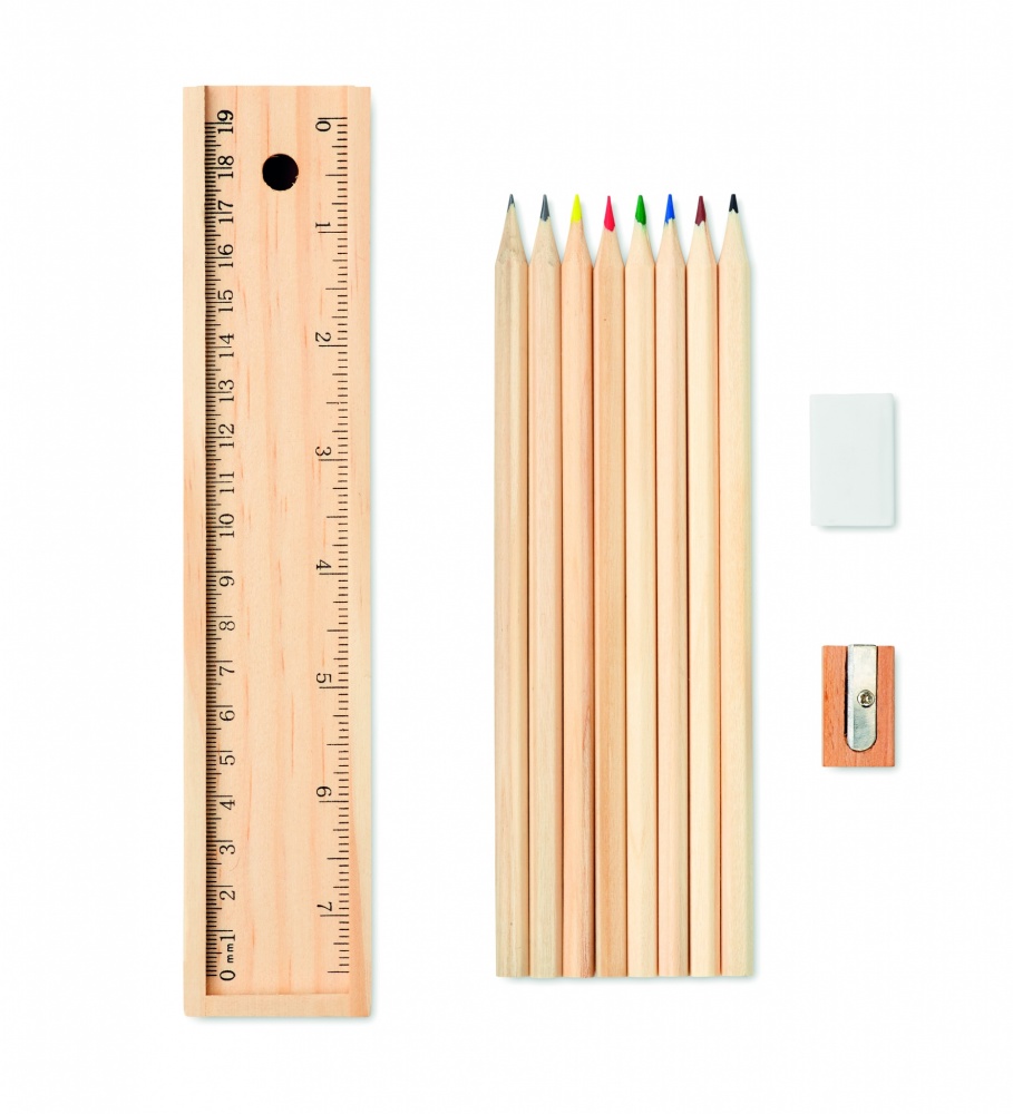 Logo trade business gifts image of: Stationery set in wooden box