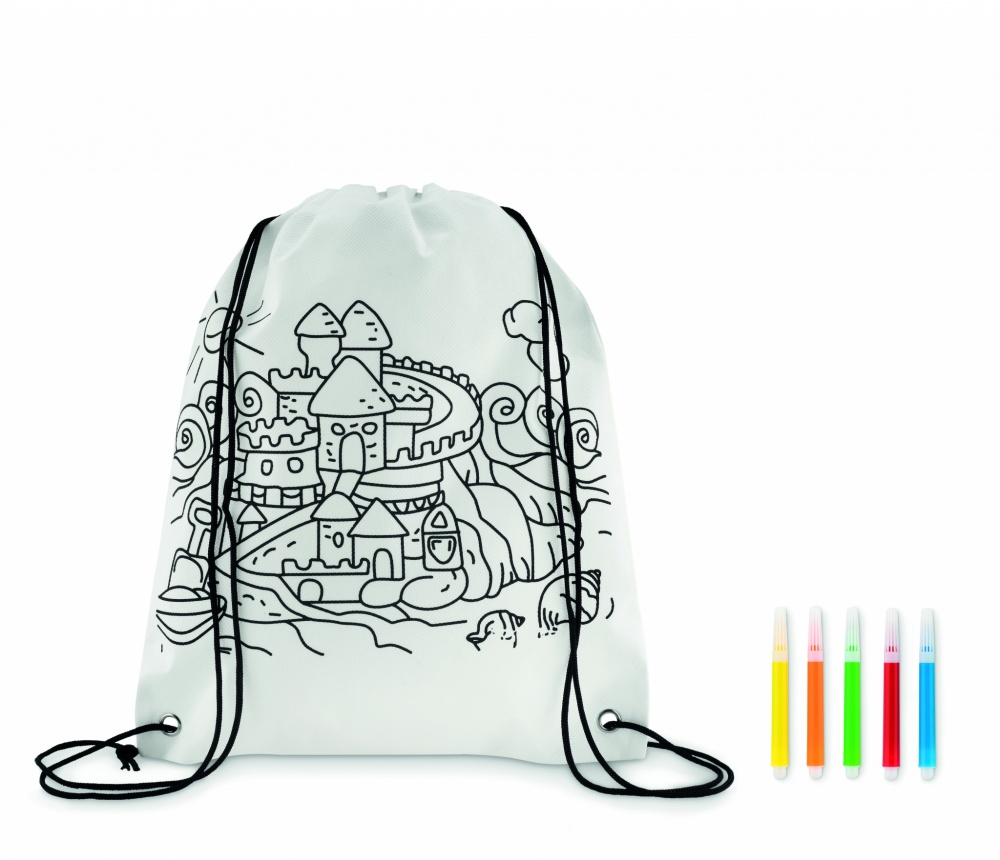 Logo trade promotional giveaways picture of: Non woven kids bag with pens
