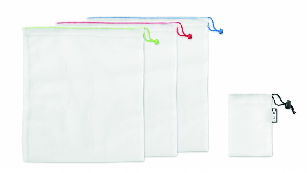 Logo trade advertising products picture of: Set of 3 RPET mesh food bags