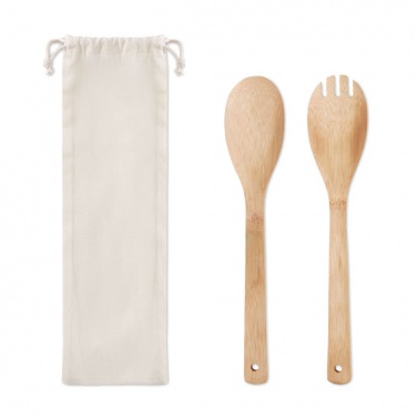 Logo trade promotional giveaways image of: Set bamboo utensils salad