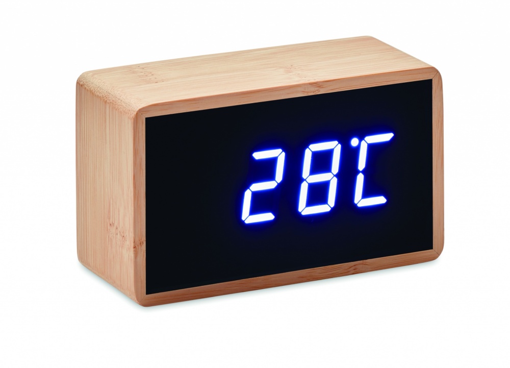 Logotrade promotional product image of: LED alarm clock bamboo casing Düsseldorf