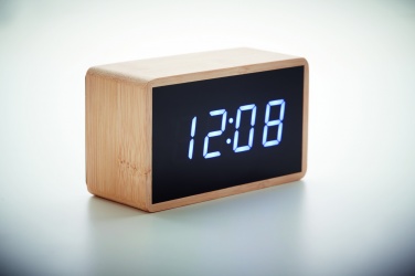 Logotrade promotional giveaway image of: LED alarm clock bamboo casing Düsseldorf