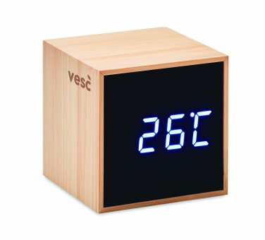 Logo trade promotional gifts image of: LED alarm clock bamboo casing Dortmund
