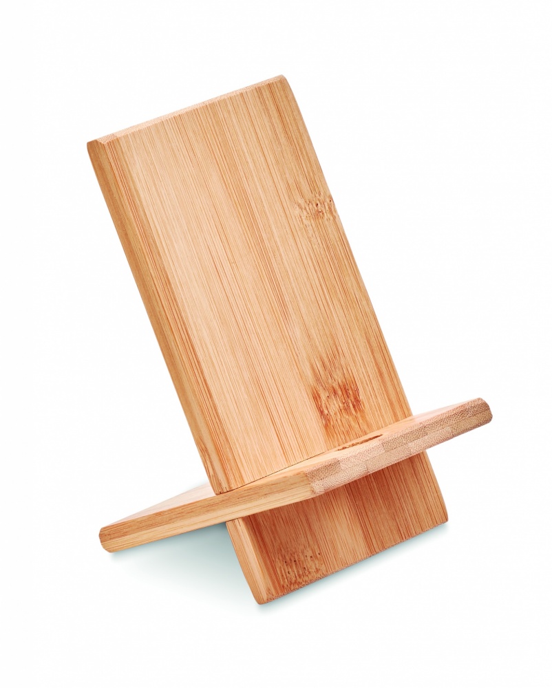 Logo trade promotional merchandise photo of: Bamboo phone stand/ holder WHIPPY