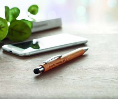 Logo trade promotional merchandise image of: Bamboo ballpoint pen with blue ink