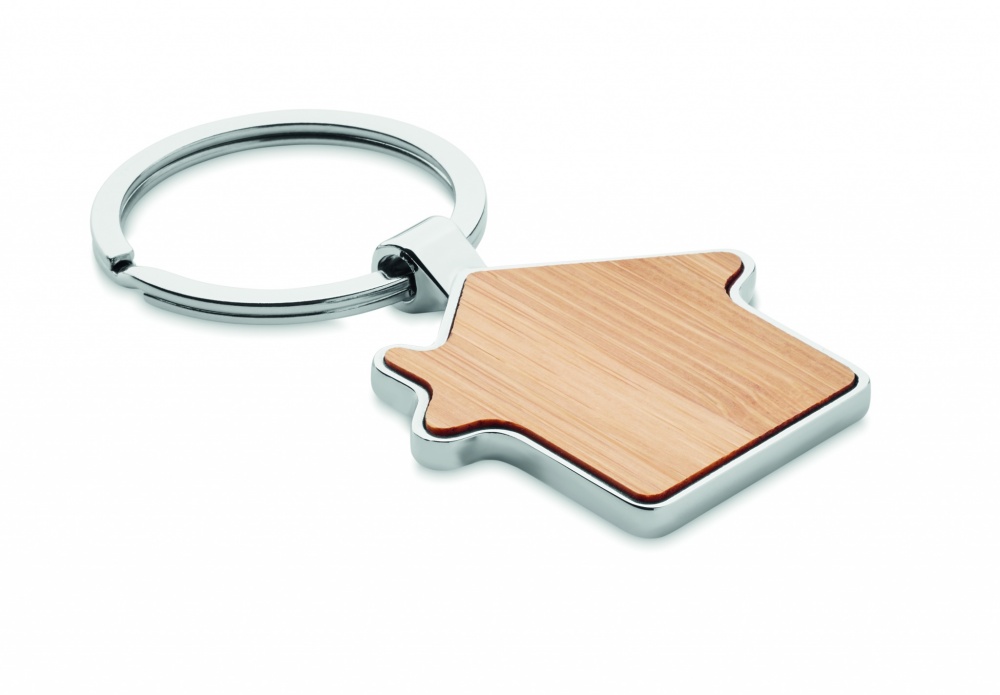 Logotrade advertising product picture of: House key ring metal bamboo NORDIC