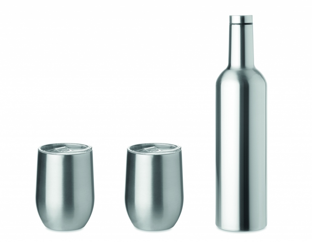 Logo trade business gifts image of: Double walled bottle & mug set