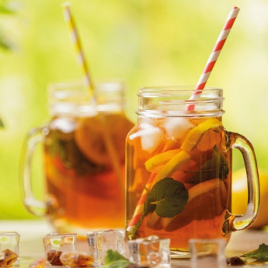 Logo trade promotional gift photo of: Drinking glass with handle and lid TREVISO 450 ml