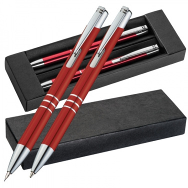 Logo trade promotional merchandise picture of: Metal writing set CLAREMONT