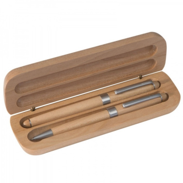 Logotrade promotional merchandise picture of: Wooden writing set ballpen and roller INDIANAPOLIS