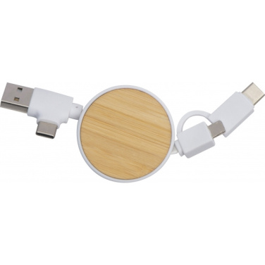 Logo trade promotional product photo of: Bamboo charging cable GRONINGEN