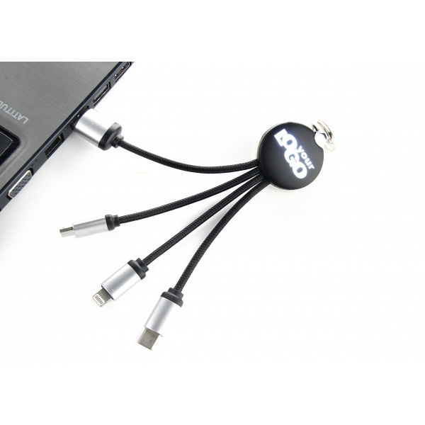 Logotrade advertising product image of: 3in1 cable with enlighted logo for engraving, RXD-368