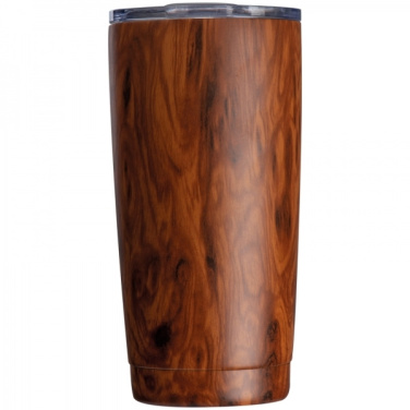 Logo trade promotional giveaways image of: Stainless steel mug with wooden look COSTA RICA 550 ml