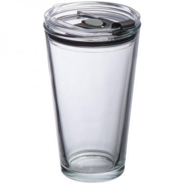 Logotrade advertising product picture of: Glass mug with lid WATTENSCHEID 400 ml